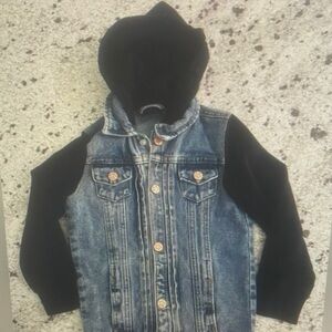Kids Denim and Black Hooded Jacket